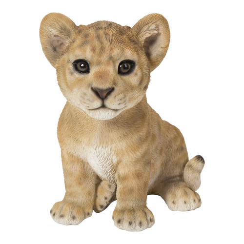 6" Brown and White Sitting Lion Cub Figurine
