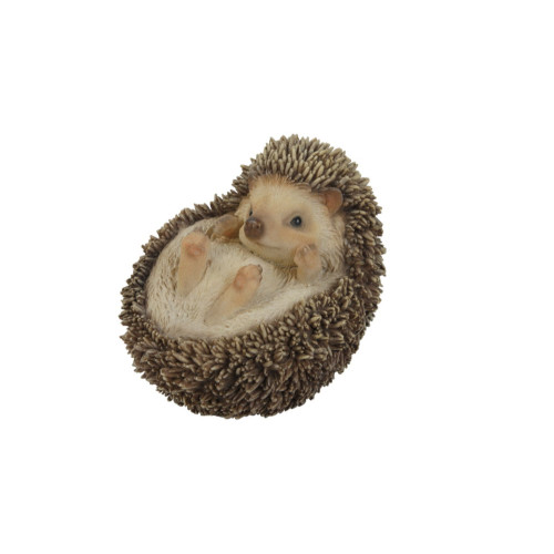 5" Realistic Brown and Ivory Hedgehog on Its Back Garden Figurine - Perfect for Animal Enthusiasts