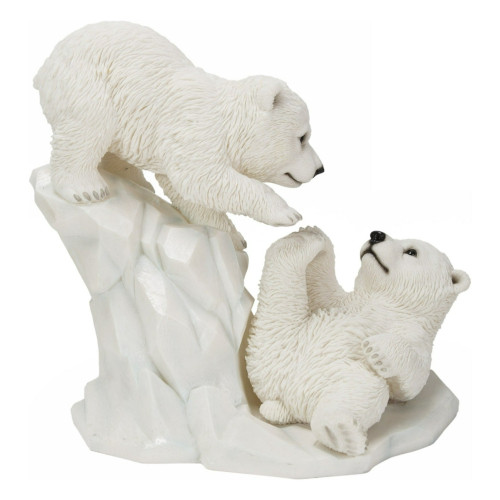 11.75" Playing Polar Bear Cubs Outdoor Garden Statue