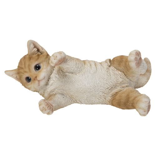 8.5" Lying Tabby Kitten Outdoor Garden Statue