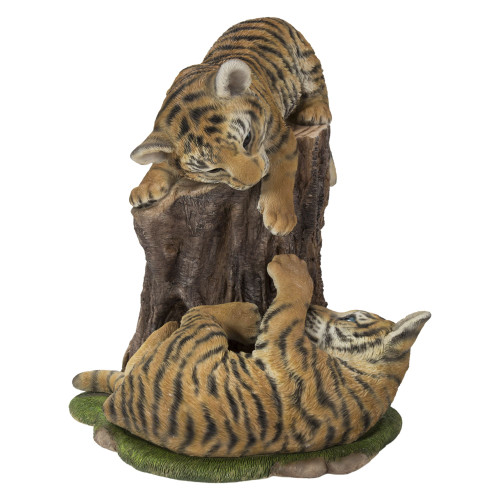 13" Playful Tiger Cubs Outdoor Garden Statue