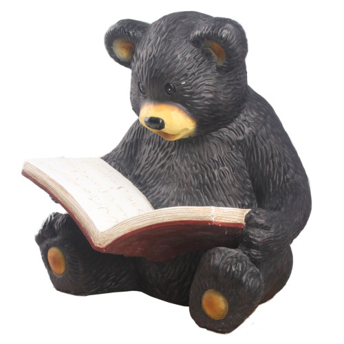 15" Bear Cub Reading a Book Outdoor Garden Statue