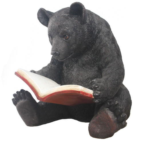 18" Bear Reading a Book Outdoor Garden Statue