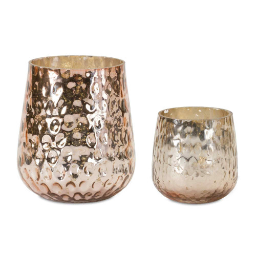 Bohemian Mosaic Glass Candle Holders - 6" - Set of 2