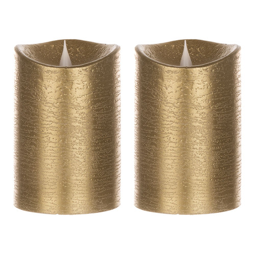 LED Flameless Pillar Candles with Remote - 5.5" - Gold - Set of 2