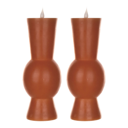 LED Tapered Flameless Candles with Remote - 9.25" - Orange - Set of 2