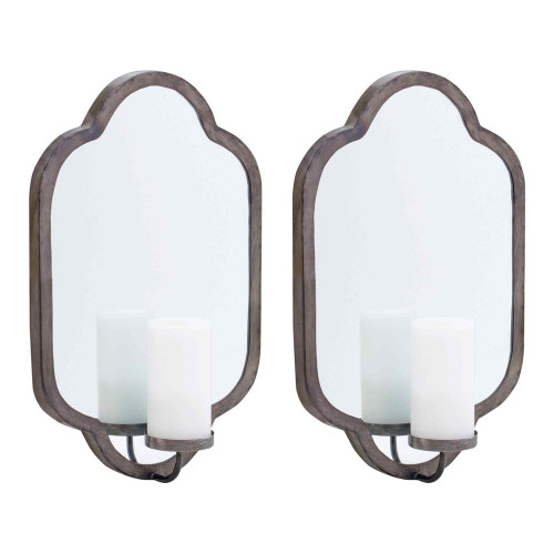 Mirror Wall Sconce Candle Holders - 20" - Black - Set of 2