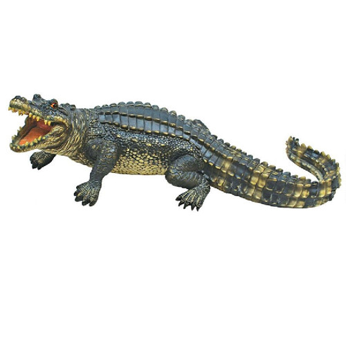 25" Agitated Alligator Hand-Painted Outdoor Statue - A Fierce Addition to Your Outdoor Space
