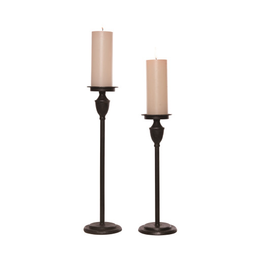 Set of 2 Black Harvest Pillar Candle Holders 19.75"