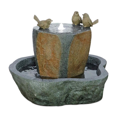 Bird Bath Pool Fountain - 22" - Gray and Brown