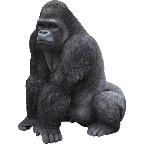 21" Gorilla Seated and Leaning Forward Outdoor Garden Statue