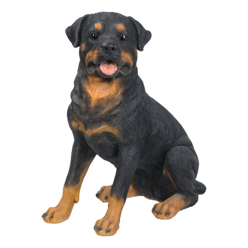 20.75" Sitting Rottweiler Dog Outdoor Garden Statue