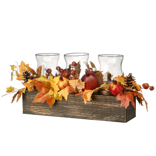 24" Maple Leaves and Pomegranates Fall Harvest CandleHolder