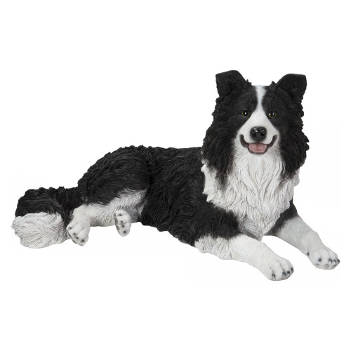 29.5" Lying Border Collie Outdoor Garden Statue