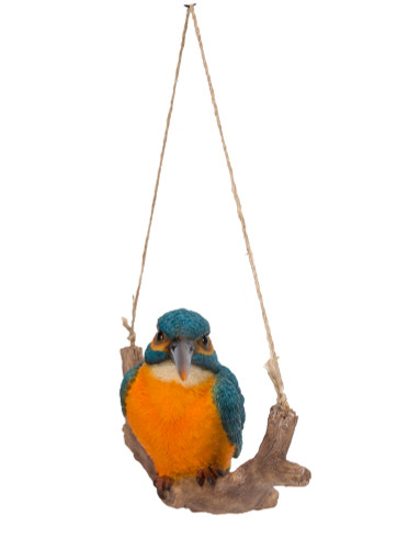 5.75" Hanging Kingfisher on a Branch Outdoor Garden Statue