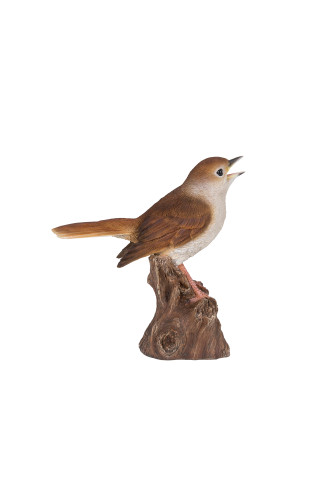 6.25" Motion Activated Singing Nightingale Standing on Stump Outdoor Garden Statue