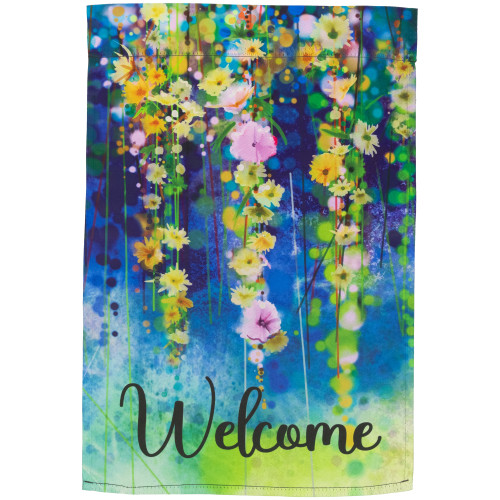 Watercolor Floral "Welcome" Outdoor Garden Flag 18" x 12.5"
