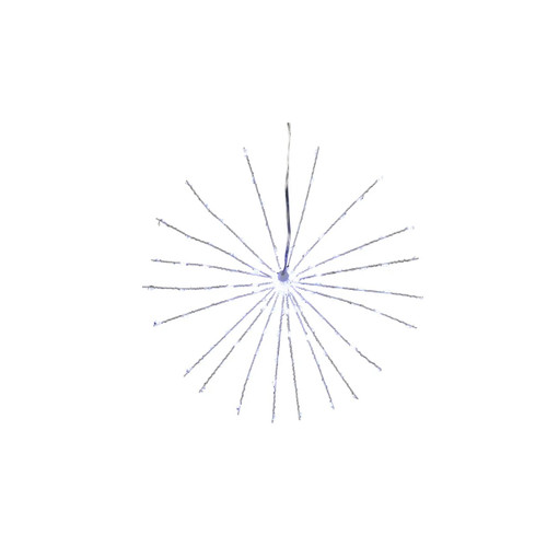 Set of 6 120-Count Cool White LED Starburst Christmas Lights, 11.75" White Wire