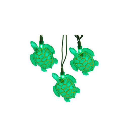 10-Count Green Sea Turtle Christmas Lights, 12ft Green Wire