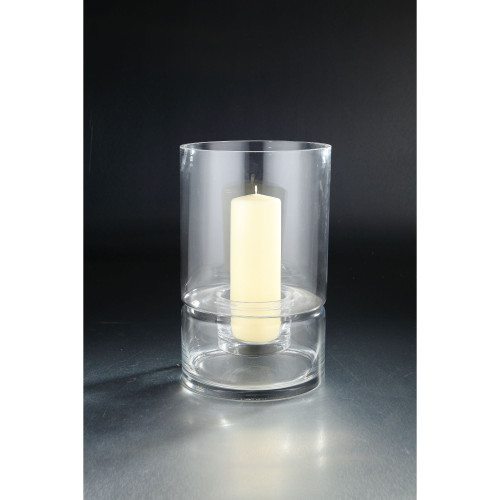 12" Clear Solid Cylindrical Translucent Glass Candle Holder