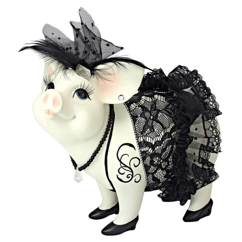 7" Madame Lace and Lard Pig Outdoor Garden Statue