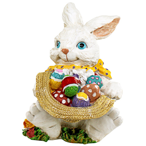 8" Mortimer the Bunny and his Easter Eggs Outdoor Garden Statue