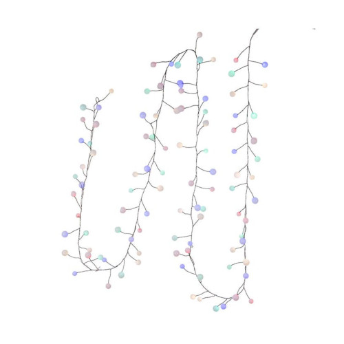 100-Count Multicolor LED Lighted Christmas Bead Cluster Garland - 8ft - Green Wire