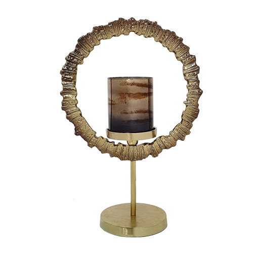 Small Pillar Candle Holder with Ring - 18"
