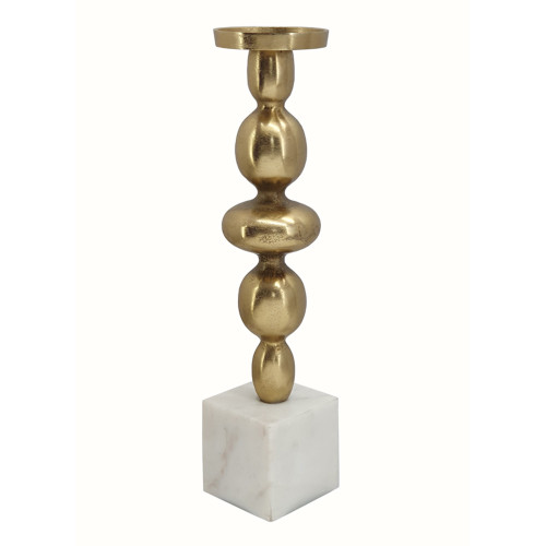 Large Aluminum Candle Holder with Marble Base - 19.75"