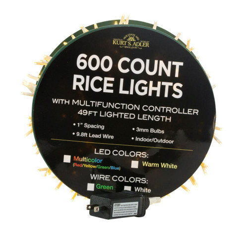 600Count Warm White LED Christmas Rice Light Garland 58.75ft White
