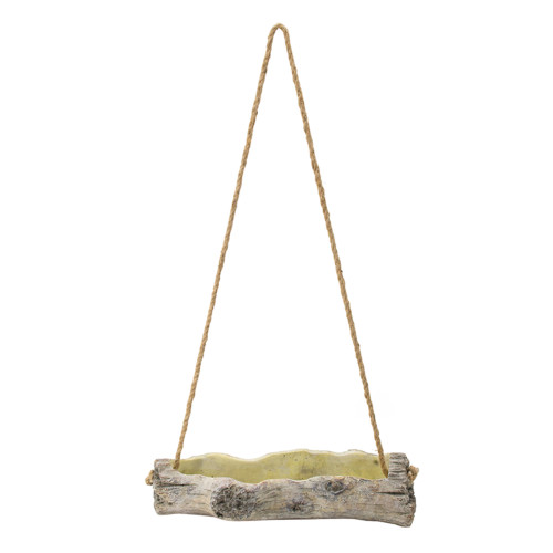 Natural Log Planter with Rope - 15.5"