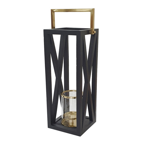 Candle Lantern with Handle - 25.25" - Black
