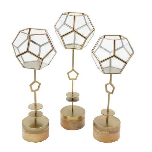 Terrarium Candle Lanterns On Stand - 18.5" - Set of 3