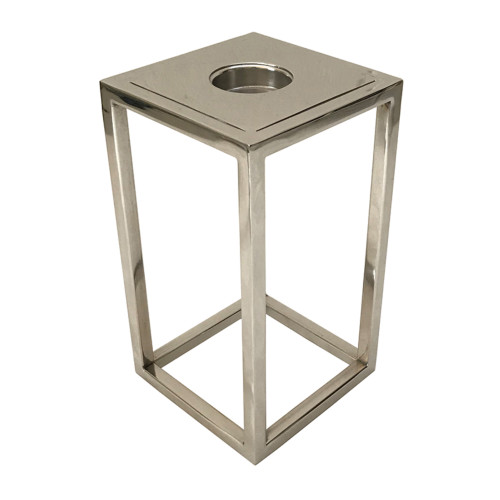 Aluminum Bar Frame Tea Light Candle Holder - 8" - Silver