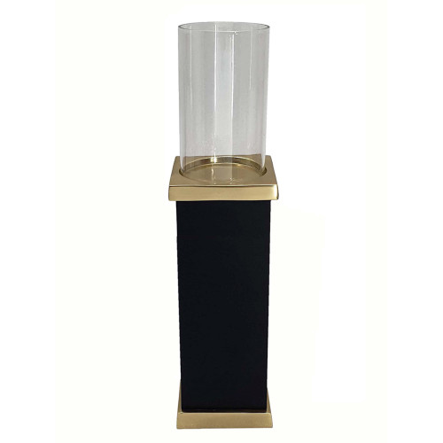 Square Mango Wood Pillar Hurricane Candle Holder - 18"