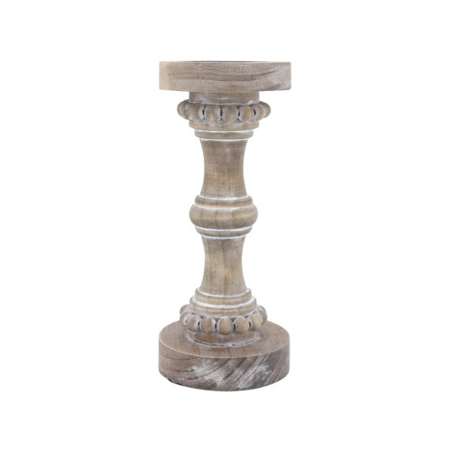 Banded Bead Tealight Candle Holder - 11" - Ivory and Beige