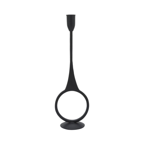 Round Tapered Metal Candle Holder - 13" - Black
