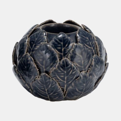 Lotus Ball Votive Candle Holder - 4.75" - Navy Blue