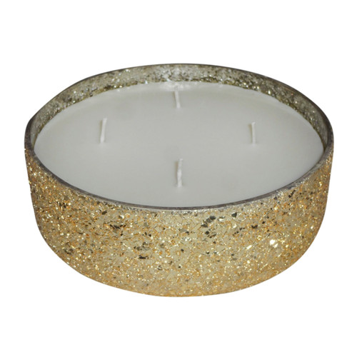 Crackled Glass Wax Candle - 5" - Gold