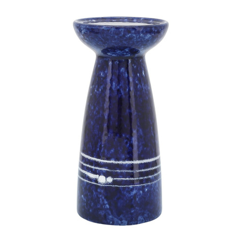 Abstract Tapered Tealight Candle Holder - 6" - Blue
