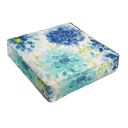 Gardenia Seaglass Floral Outdoor Corded Deep Seating Cushion - 29" - Blue and Green