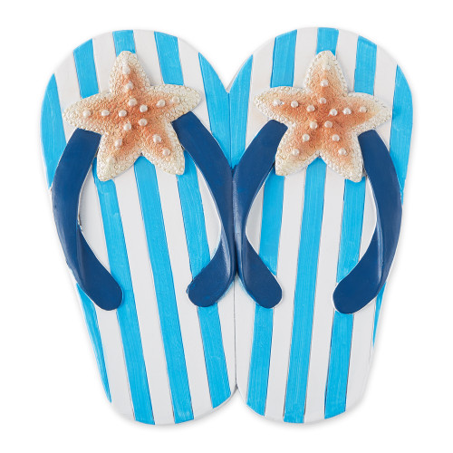 Starfish Flip Flops Garden Outdoor Stepping Stone - 9.5" - Blue