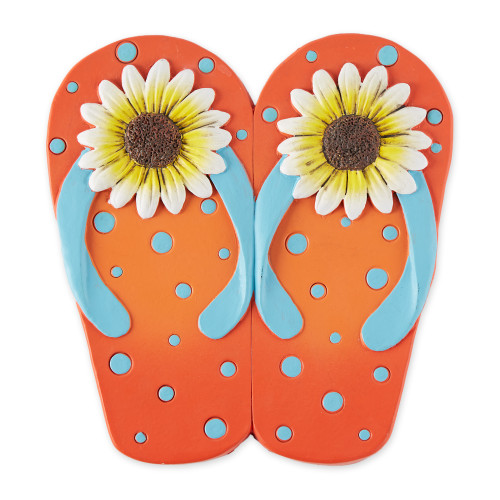 Sunflower Dot Flip Flop Garden Outdoor Stepping Stone - 9.5" - Orange