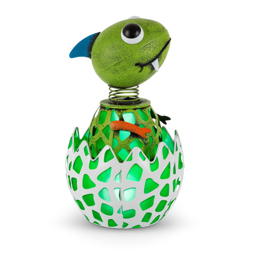 LED Solar Powered Baby Dinosaur Outdoor Decoration - 11.5" - Green