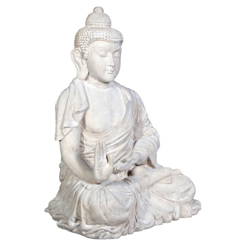 Meditative Buddha Outdoor Garden Statue - 48" - White and Gray