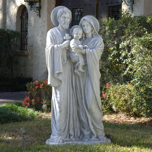 The Holy Family Outdoor Garden Sculpture - 58.5" - White and Gray
