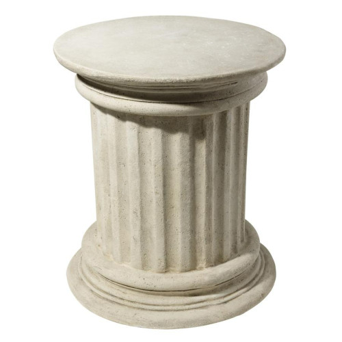 Roman Doric Fluted Garden Statue Plinth - 18" - Off White and Gray