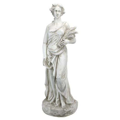 Summer Goddess of the Four Seasons Outdoor Garden Statue - 33" - Cream and Gray