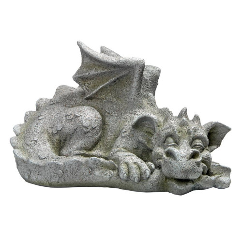 Blushing Babel Bashful Dragon Outdoor Garden Statue - 16" - White and Gray