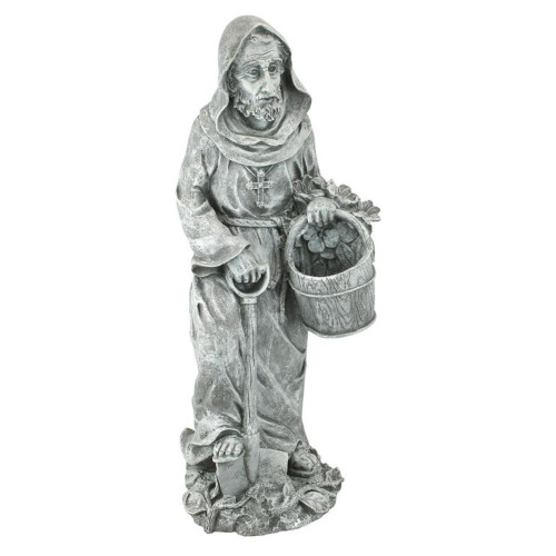 St Fiacre The Gardener's Patron Outdoor Statue - 22" - Gray - Large